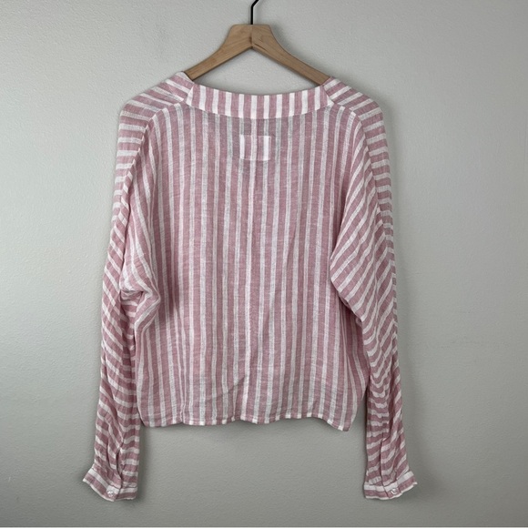 Rails Sloan Rose Stripe Linen Blend Tie Front Top - Picture 3 of 6